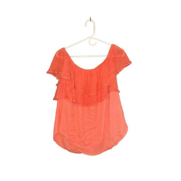 New York and Company Coral Flutter Sleeve Blouse Shirt - Picture 2 of 4